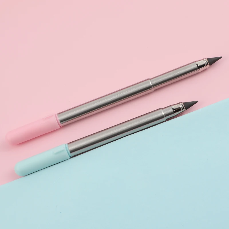 

1pcs Ink-Free Creative Retractable Eternal Pencil Can Last For Writing Metal Signature Pen Office Student Writing Stationery