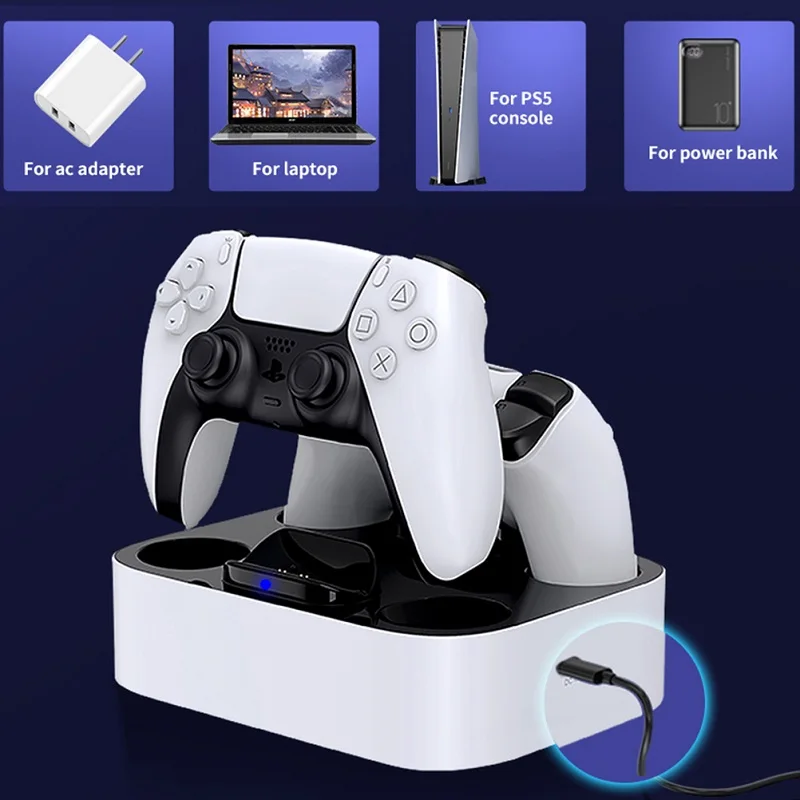 

Charger Compatible for PS5 DualSense Wireless Controller Gamepad Base with Dual Charging Charger Stand Dock 2021 New