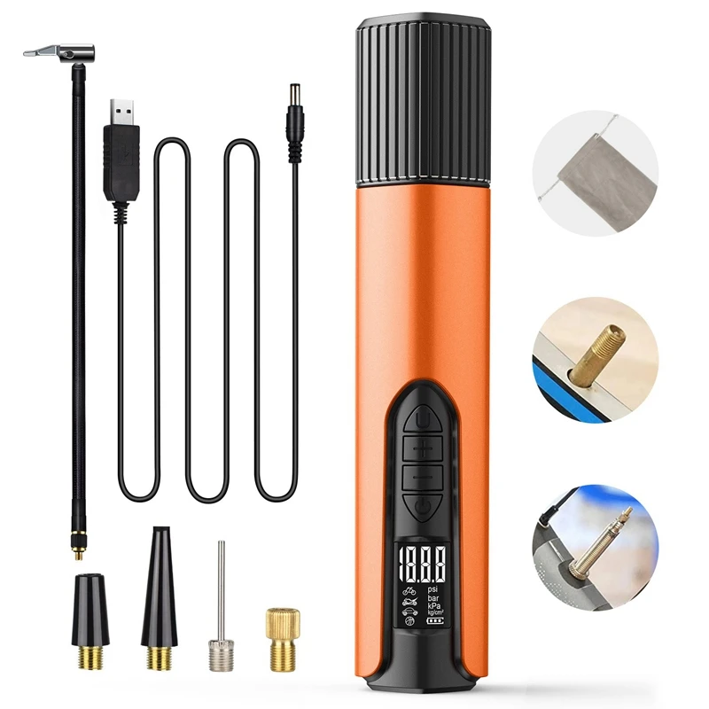 

150 Psi Electric Air Pump Bicycle Pump Portable Tyre Pump with Digital Gauge LED Light for Car Bicycles Balls