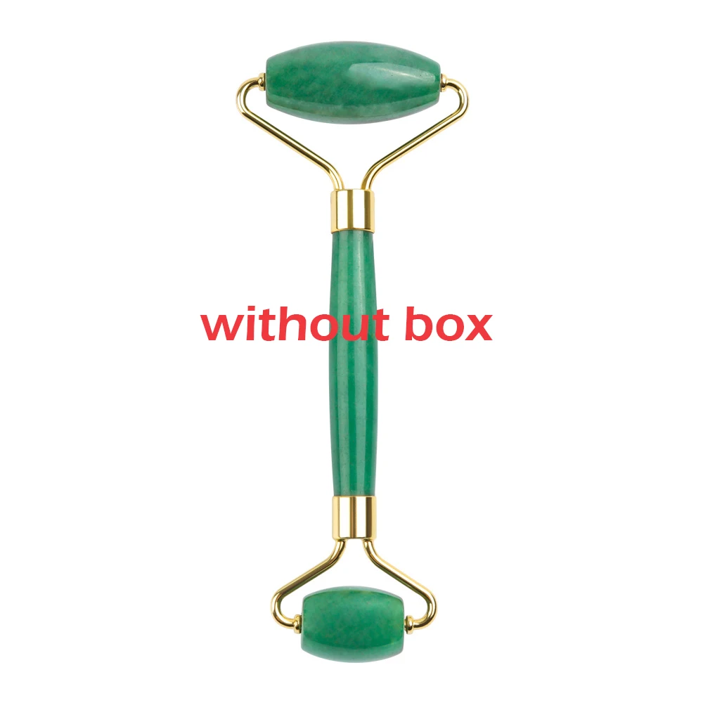 green roller no box Электрический вибрирующий натуральный розовый кварц нефритовый ролик для лица подъемный камень зеленый нефрит КРИСТАЛЛ для лица роликовый массажер для удаление морщин - Цвет: green roller no box