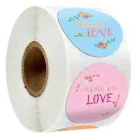adorable handmade with love stickers round seal labels for kids baking foods gift decor 500pcsroll 1 inch kraft paper stickers