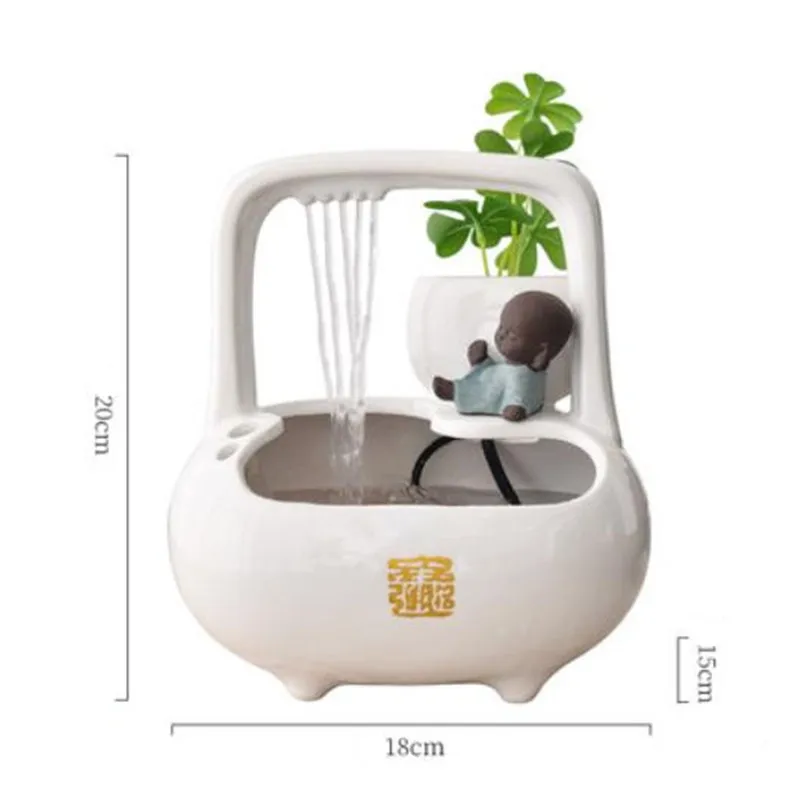 Creative Chinese Ceramic Fish Tank Water Fountain Decoration Living Room Office Desktop Humidification Feng Shui Ornaments - Цвет: A White