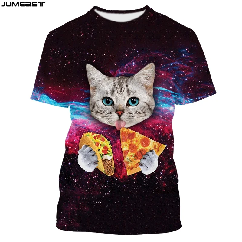 

Jumeast Men Women 3D T-Shirt Oversized Male Female Streetwear Cat Eating Pizza 7XL Short Sleeve T Shirt Sport Pullover Tops Tees