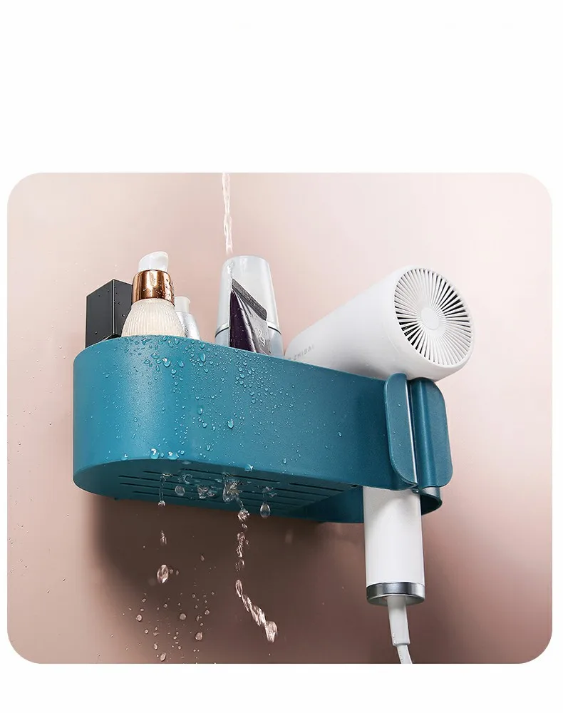 Настенный держатель для фена многофункциональная корзина хранения ванной|Полки