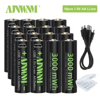 ajnwnm 1 5v 3000mah li ion aa rechargeable battery li ion aa batteries aa battria high energy for flashlight toys usb cable