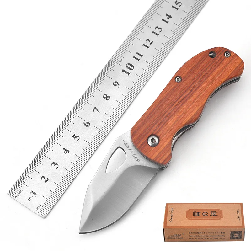 

Folding Pocket Knife steel Blade wooden Handle Tactical Camping Knife Rope Cutter Outdoor EDC Multi Tools