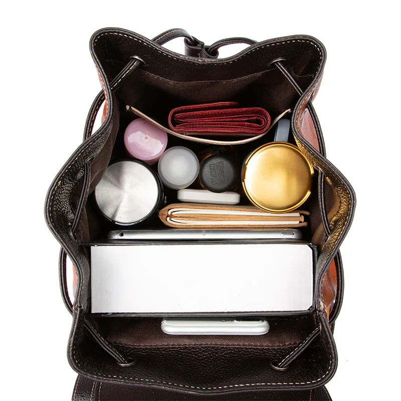 

Bestform 2021 New Retro Backpack Women Bag Handmade Embossing First Layer Cowhide Large Capacity Leisure Outdoor Travel Bags