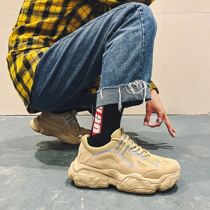 ADISPUTENT Men Chunky Sneakers Platform Thick Sole Casual Vulcanize Shoes Web Celebrity Dad Female Fashion Sneakers Designer