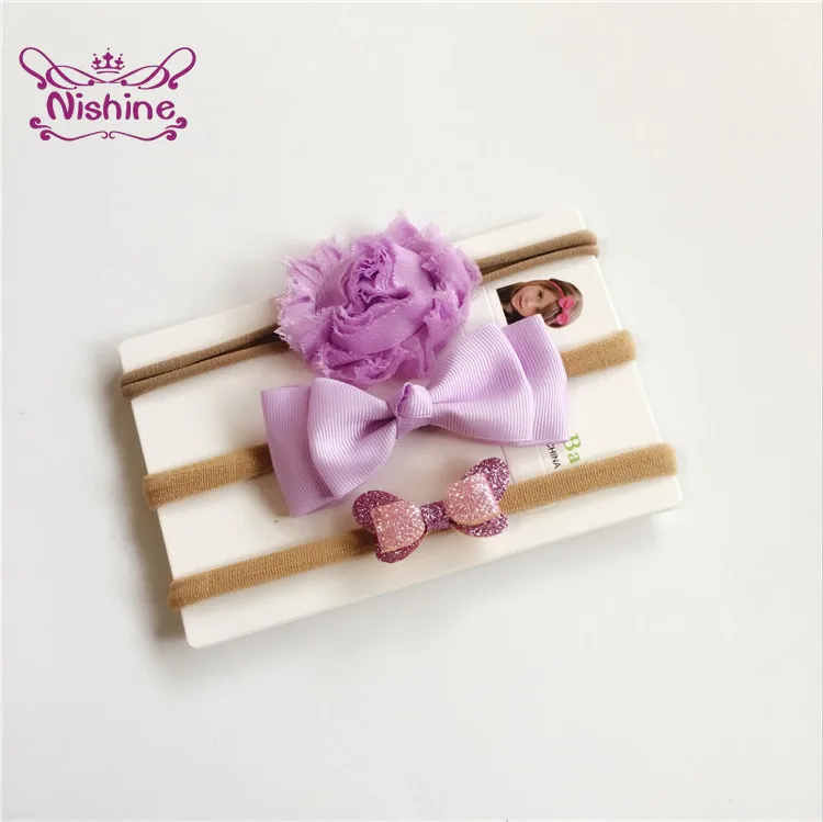 

3pcs/lot New Children's Rose Bud Bow Hairband Shiny Bow Kids Headband Hair Accessories Photo Decoration Props