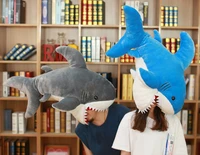 90cm funny baby shark toy hat soft plush toys kids play dolls cosplay toy hat comfortable sleep pillow game role play toys party