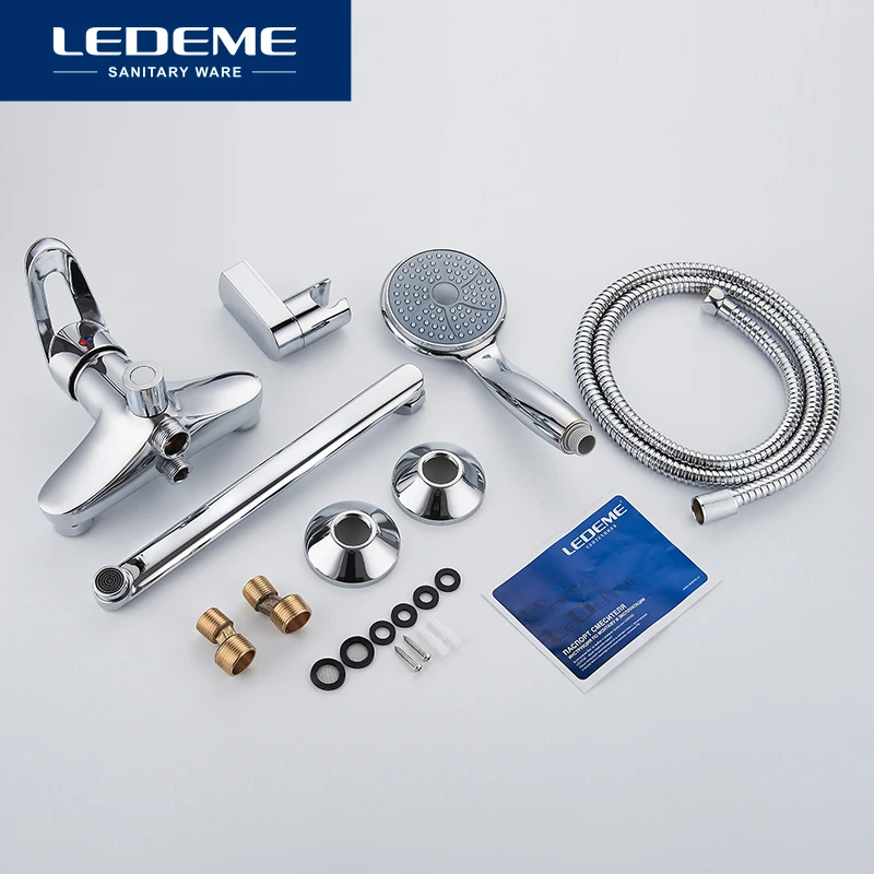 LEDEME Смеситель для ванны с длинным изливом 300мм латунь Цвет: хром L2207 | Обустройство