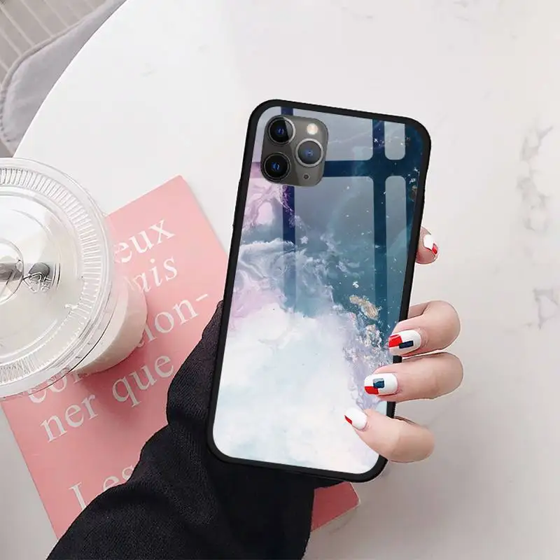 

Marble pattern Phone Case Tempered glass For iphone 11 12 PRO MAX X XS XR 5C 6 6S 7 8 plus