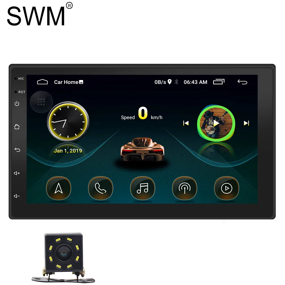Авторадио 2 DIN Авторадио Android 8,1 мультимедийный плеер радио Coche сенсорный экран Wifi зеркало GPS Link радио Para автомобильное радио для машины - Цвет: with 8 Leds Camera