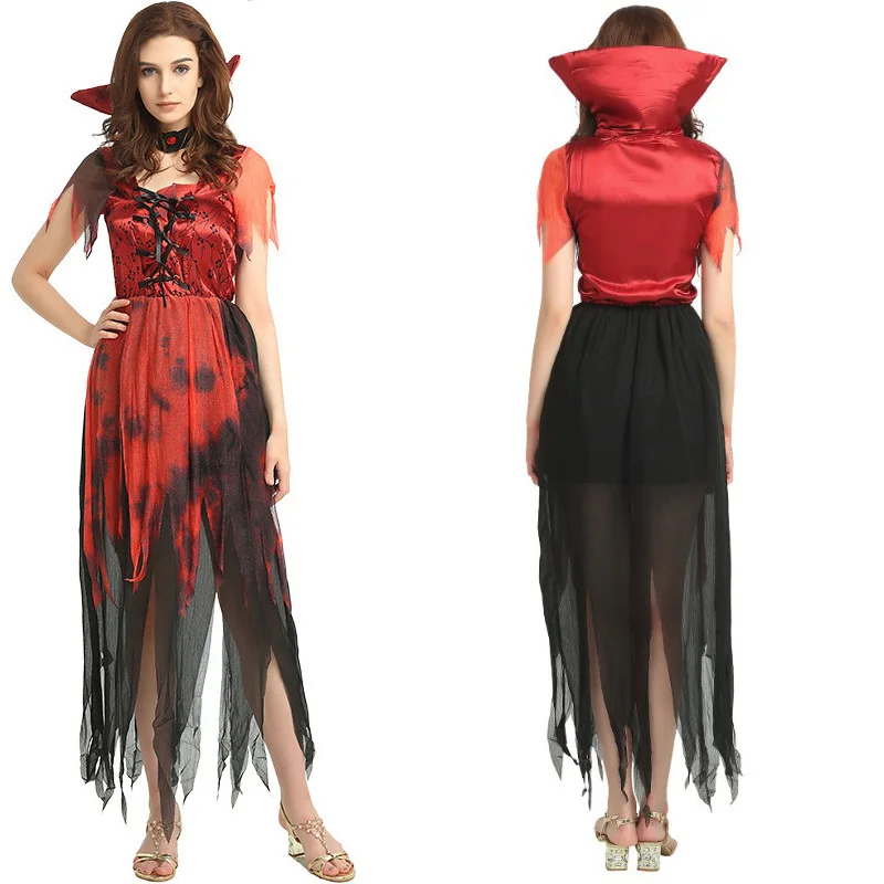 Женские вечерние костюмы на Хэллоуин карнавальный костюм красного и черного