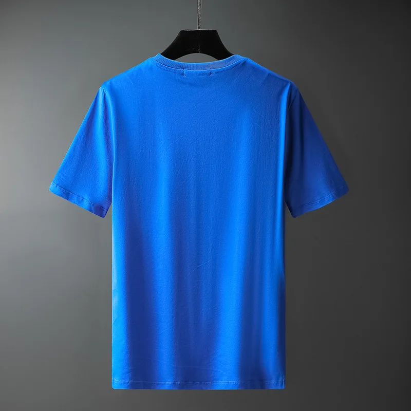 

2021 New Light Luxury European Station HD Printing Hot Diamond Cotton Lion Pattern Short-sleeved T-shirt for Man