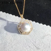 yikalaisi 925 sterling silver necklaces jewelry for women 11 12mm oblate natural freshwater pearl pendants 2021 wholesales
