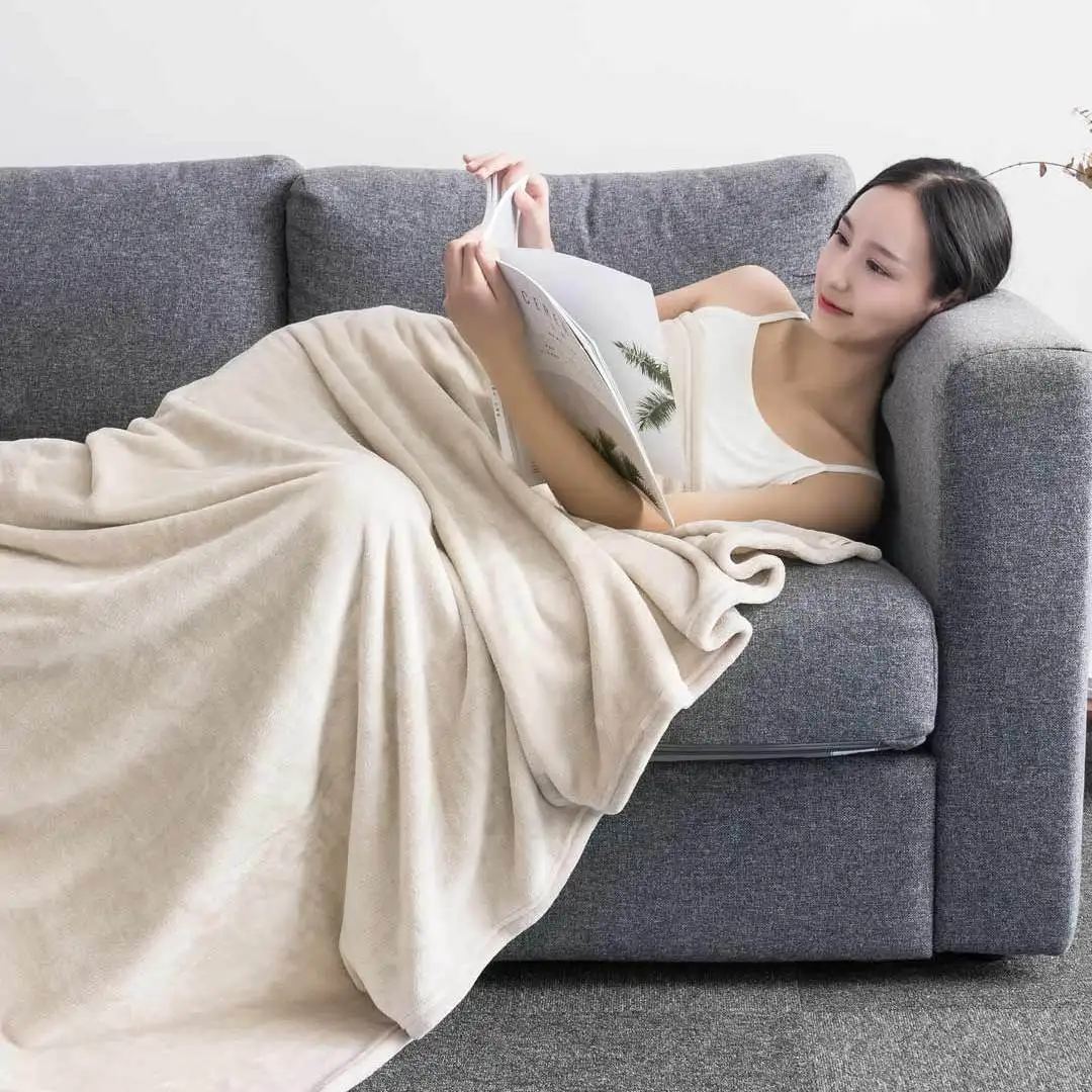Beige Xiaomi Mijia COMO живое Фланелевое теплое бархатное антибактериальное одеяло антистатическое для листов и офиса дома 3 цвета - Цвет: Beige