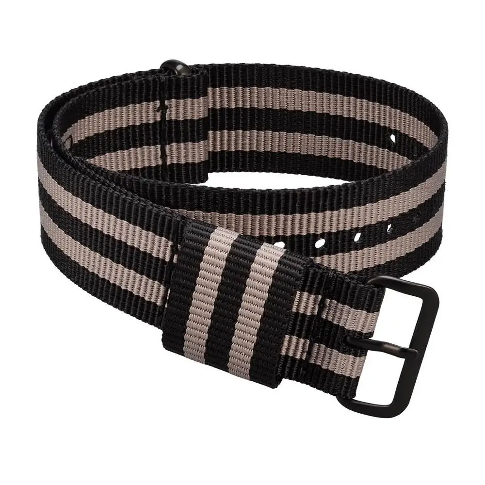 Black-Gray WOCCI NATO нейлоновый ремешок для часов, моющийся браслет в полоску для мужчин и женщин, 18 мм, 20 мм, 22 мм, 24 мм, прочные спортивные часы для замены мужских Т-полос - Цвет ремешка: Black-Gray