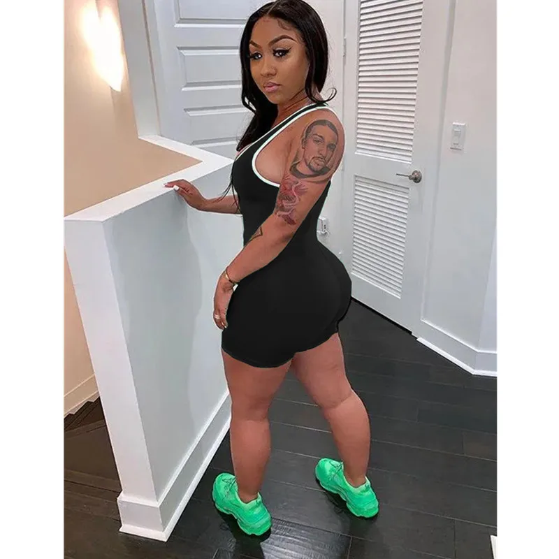 Цельный комбинезон женский спортивный костюм без рукавов бесшовный для