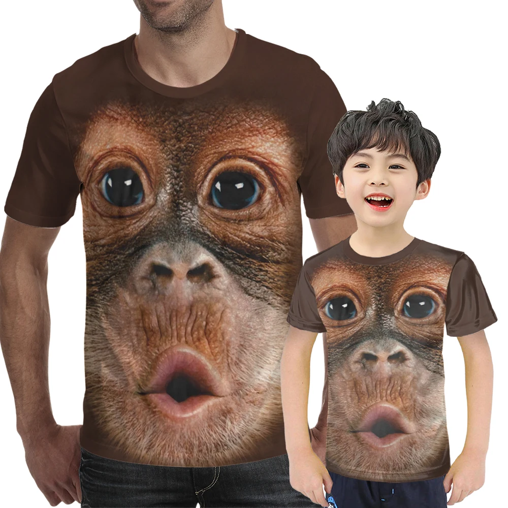 

T-shirts 3D men women 2021 Summer Printed Animal Monkey T-shirt Short Sleeve Funny Design Casual Tops Tees graphic T-shirt