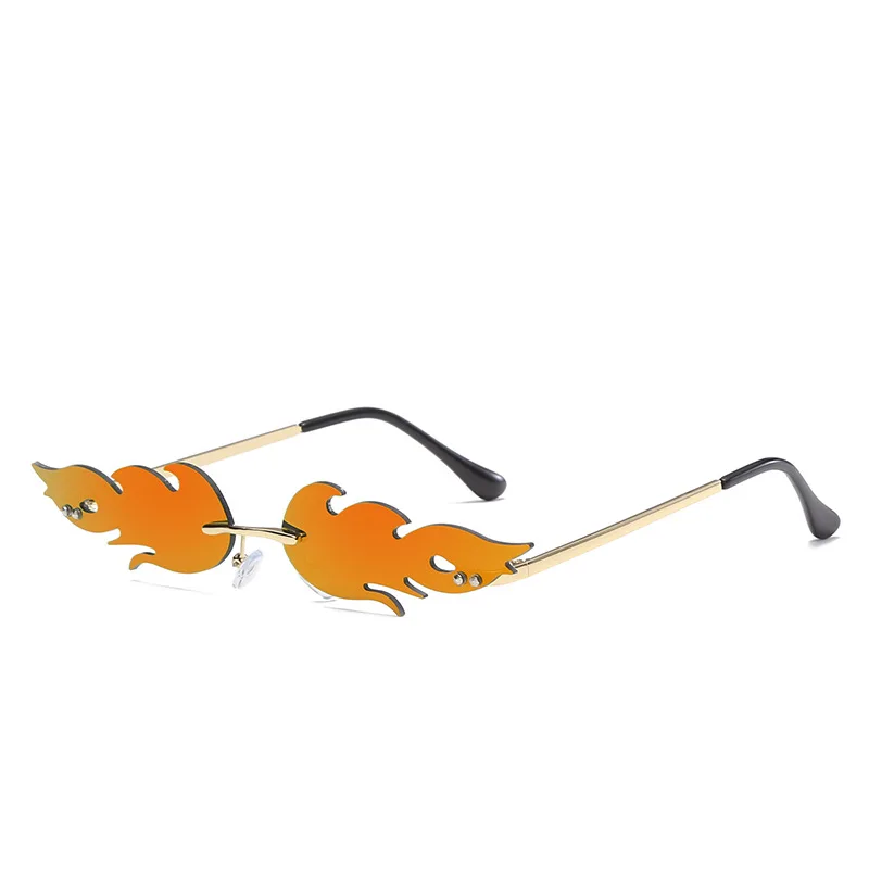 Стильные Солнцезащитные очки для женщин и мужчин без оправы в форме пламени