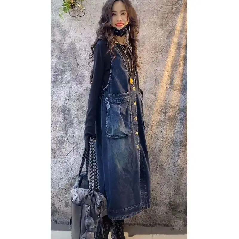 Женское джинсовое платье без рукавов Max LuLu винтажное весеннее с V образным