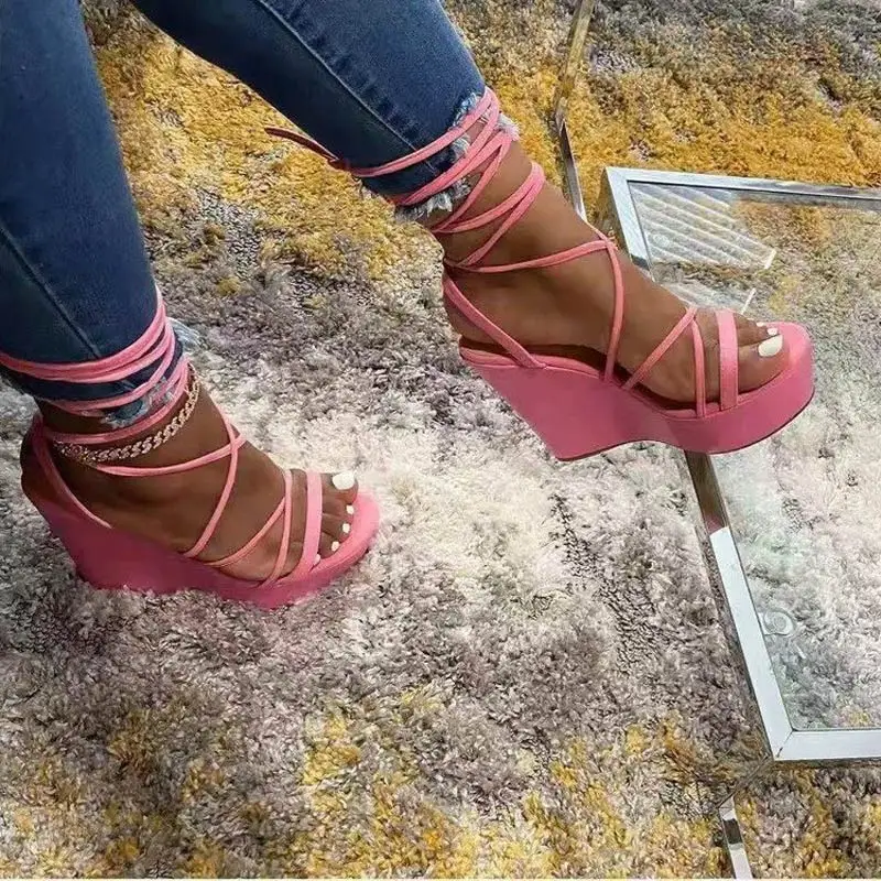 

Women Sandals Wedges Bandage Summer Shoes Ladies Fashion Platform High Heels Woman Plus Size Footwear Female New Shoe