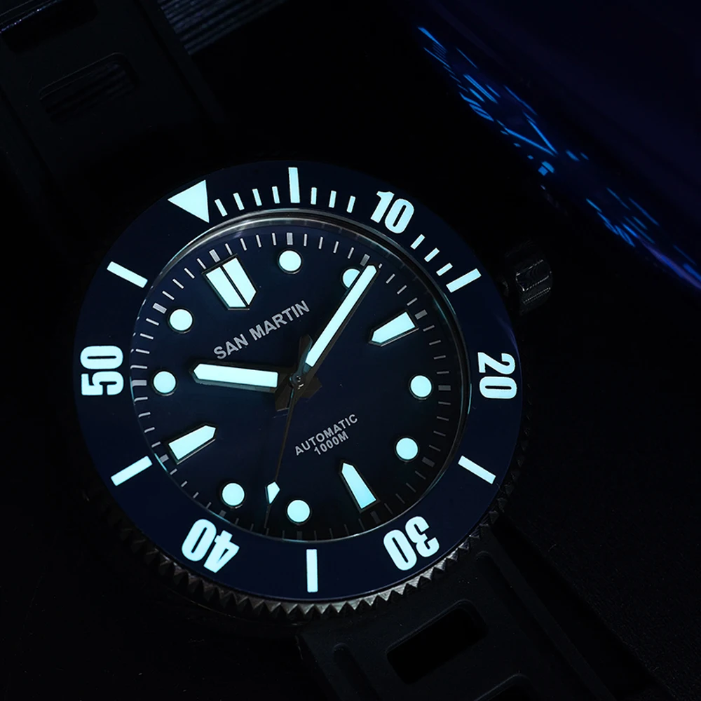 

San Martin Diver Watch Men Damascus Steel Automatic Mechanical Watches SW200 1000M Water Resistant Ceramic Bezel Luminous Dial