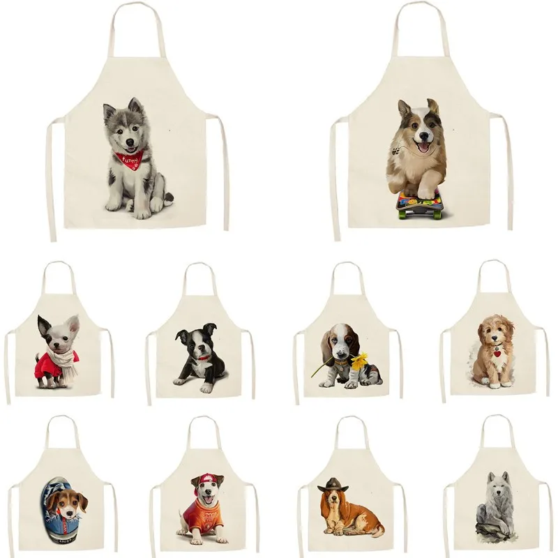 Фартук для кухни 1 шт. фартук с принтом милой собаки домашние хлопковые и льняные
