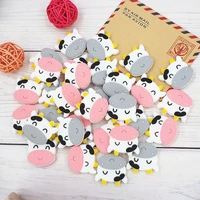 chengkai 50pcs silicone cow beads cartoon teether diy baby pacifier teething making necklace sensory toy food grade beads