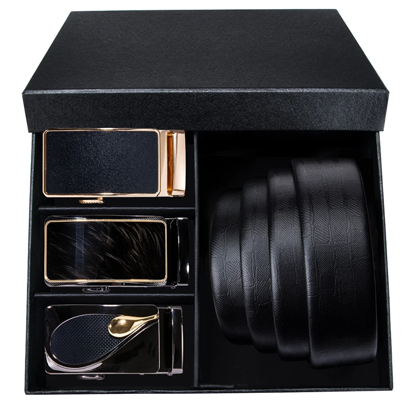 2180-2182-2173-EA Hi-Tie, деловой стиль, мужские, натуральная кожа, автоматическая пряжка, ремень, черный, 150 см, длинные, модные, сплав, пряжка, Свадебные ремни - Цвет: 2180-2182-2173-EA