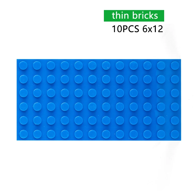 

DIY Building Blocks Thin Bricks 10pcs 6x12Dots Educational Creative Size Compatible With Other Brand Assemble Toys for Children