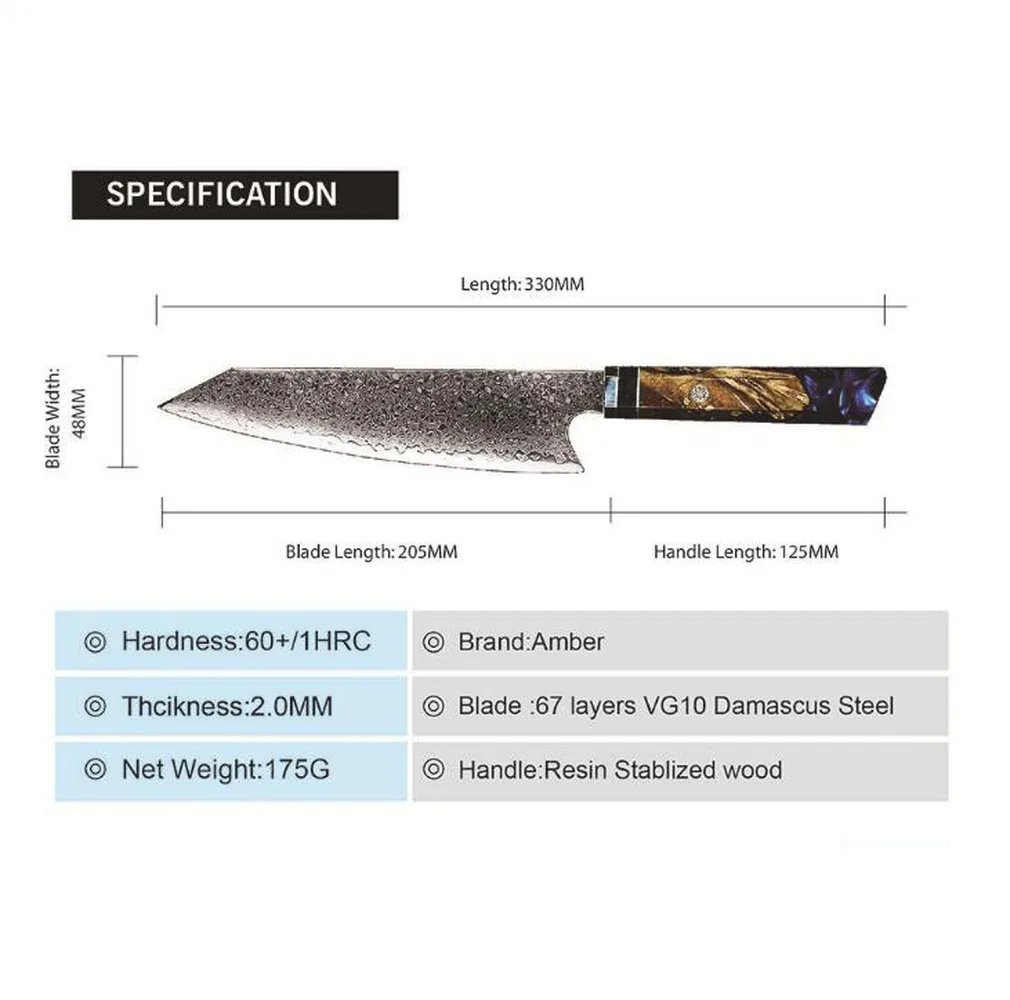 67 слоев дамасский нож ручной VG10 устойчивый шеф-повара с деревянной ручкой из