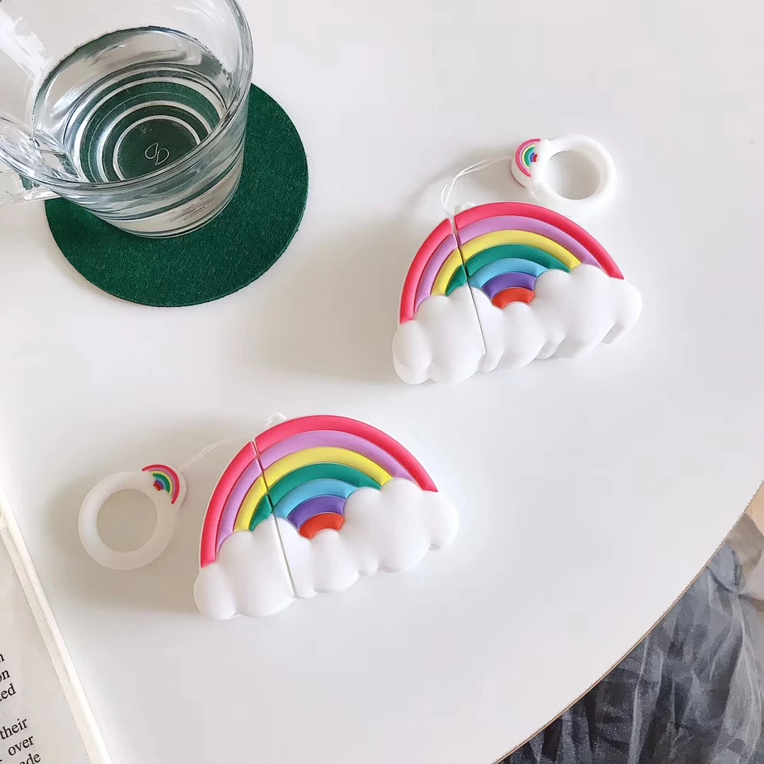 Для AirPods 2 беспроводных зарядных ящики Радужный чехол для наушников силиконовый