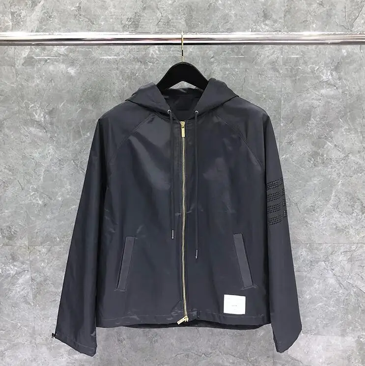 2020 Fashion TB THOM Brand Jacket Men Slim Cardigans Clothing Hollow Out Sports baseball uniform Spring Hooded Casual Coat | Мужская