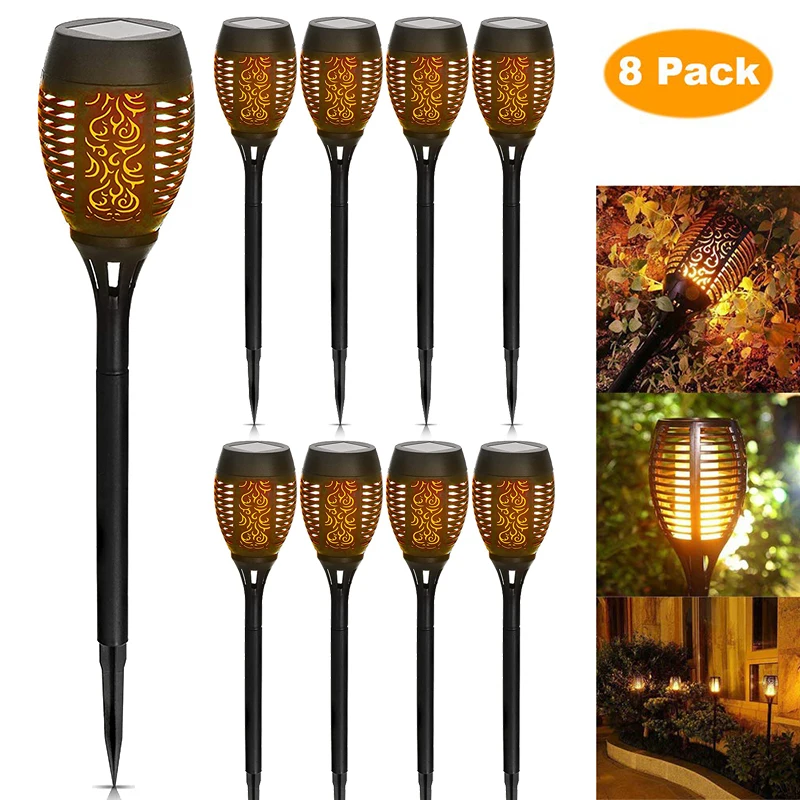 Светодиодный светильник с пламенем на солнечной батарее мигающий