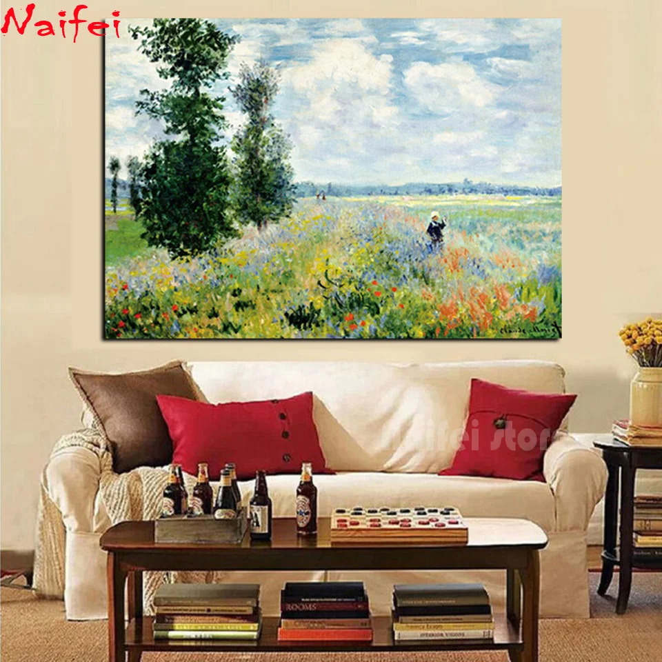 Квадратные круглые алмазные картины сделай сам вышивка Клода монета Маки в Argenteuil