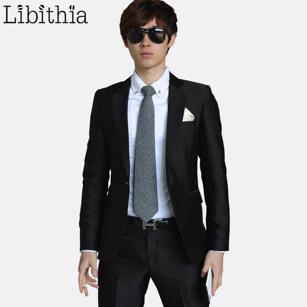

Libithia Luxury Men Wedding Suit Male Blazers Slim Fit Suits For Men Costume Business Formal Party Blue Classic Black Gift Tie