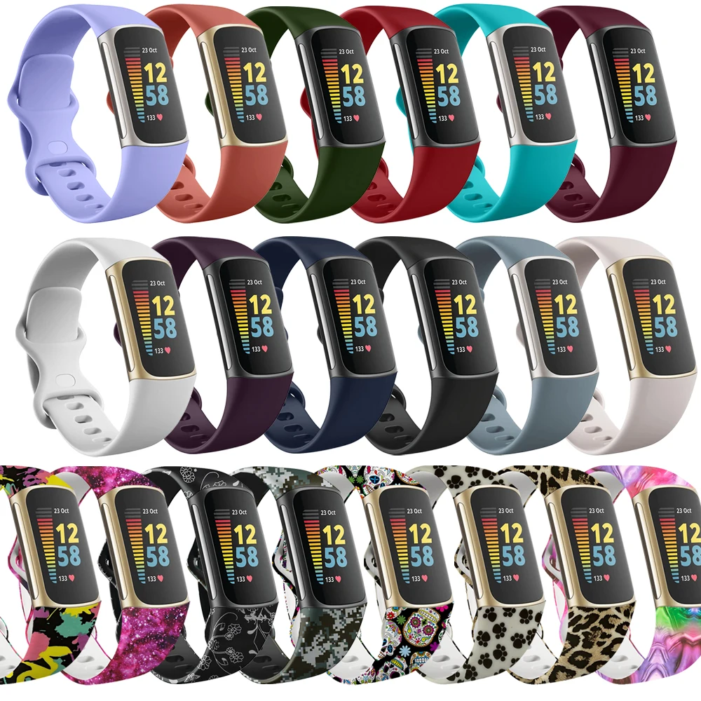 

Printing Wrist Strap For Fitbit Charge 5 Smart Watch Band Replacement Bracelet For Fit bit Charge 5 Accessories Belt Loop Correa