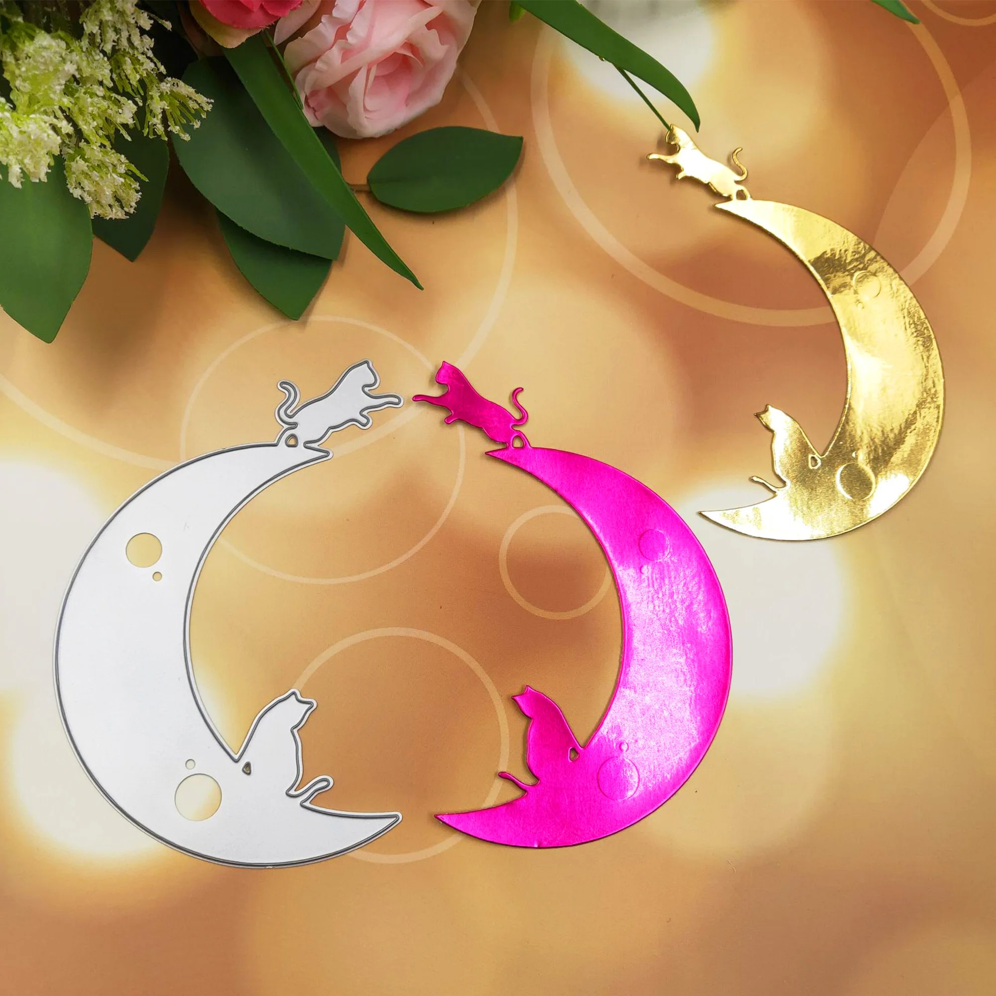 Металлические Вырубные штампы с изображением двух кошек на Луне трафарет Луны и