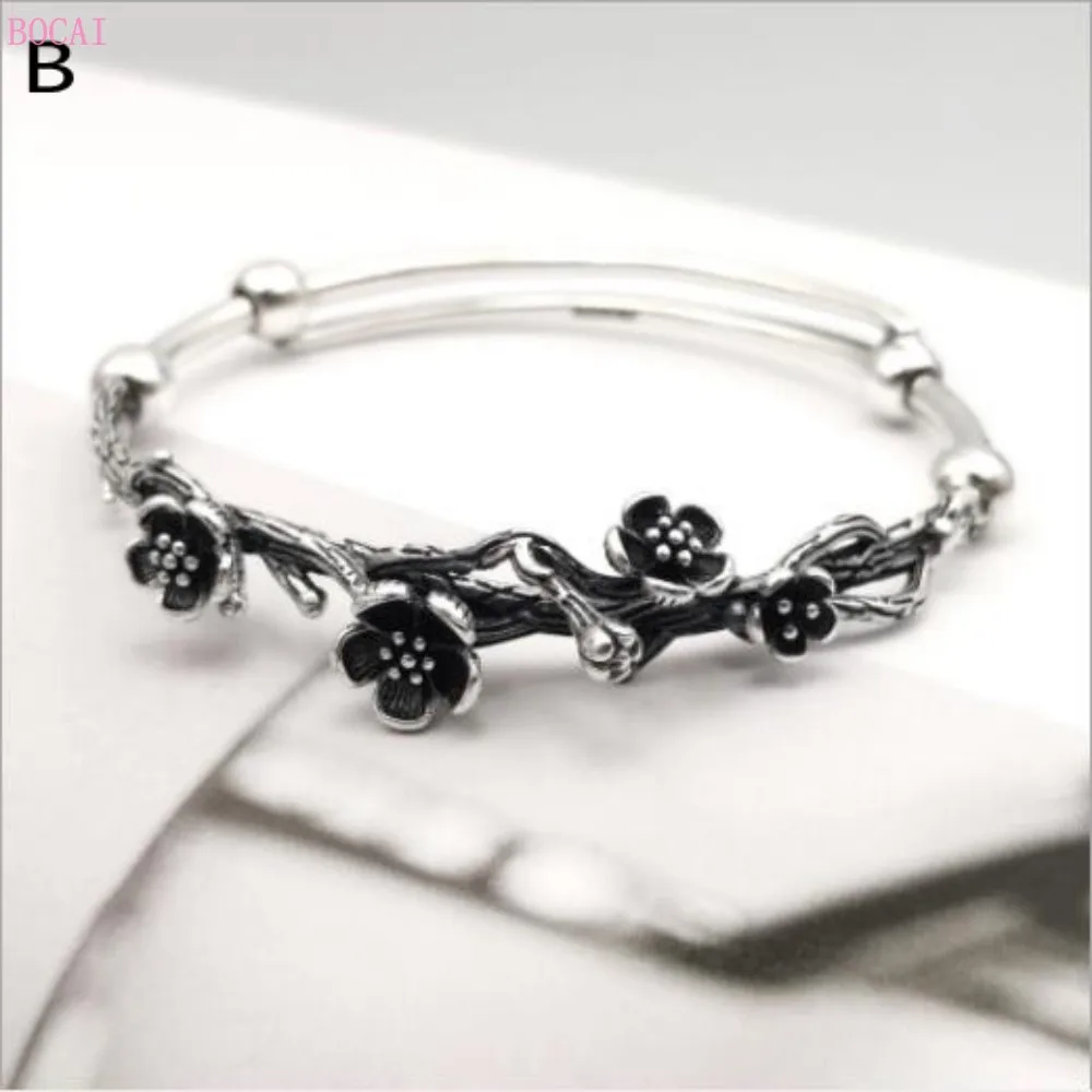 Женский браслет BOCAI S990 из стерлингового серебра с цветочным принтом | Украшения и