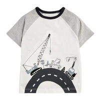children summer baby boy clothes crane print tee tops brand gray cotton breathable soft cute t shirt for kids 2 3 4 5 6 7 years