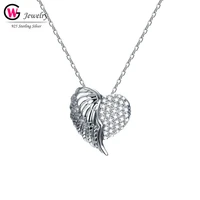 stylish womens heart pendant women jewelry silver 925 necklace pendants wings heart shaped romantic gift best friend necklace