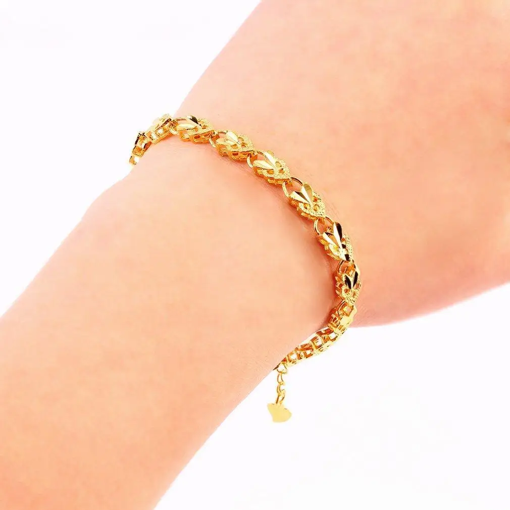 Вакуумное покрытие 24K золото Ангел сердце браслет Emulation ювелирные изделия |