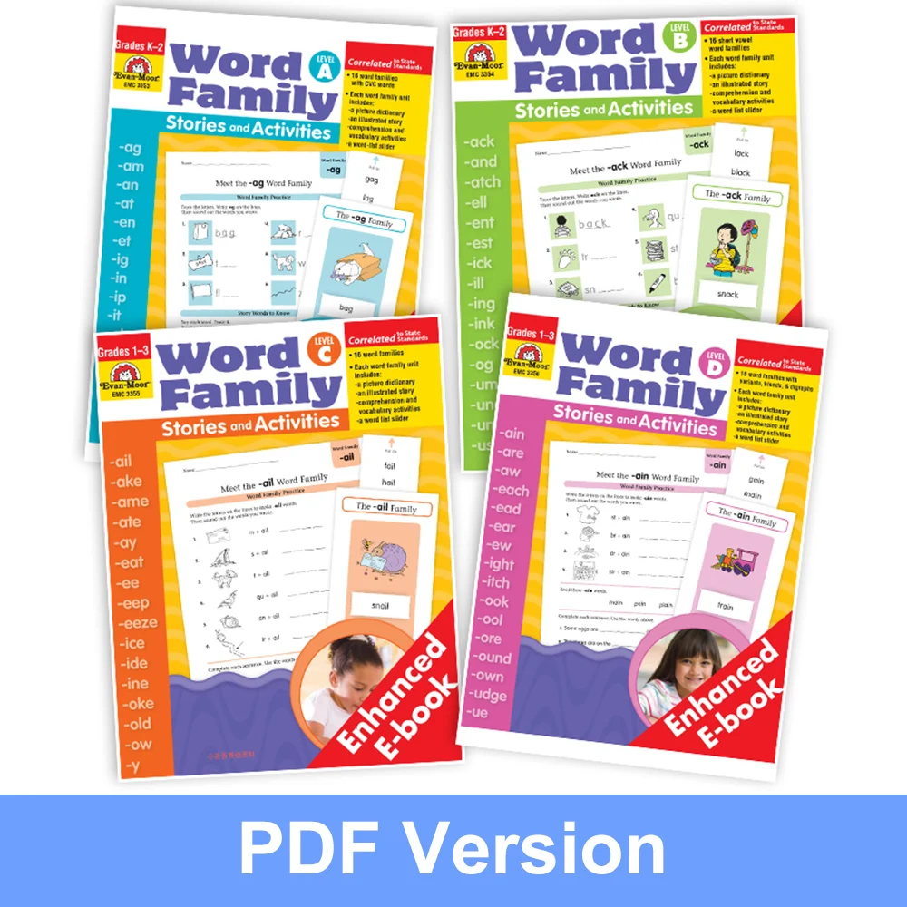 

Evan Moor 4 books/set learning English Word Family English root classification In English Book Worksheet PDF Electronic File