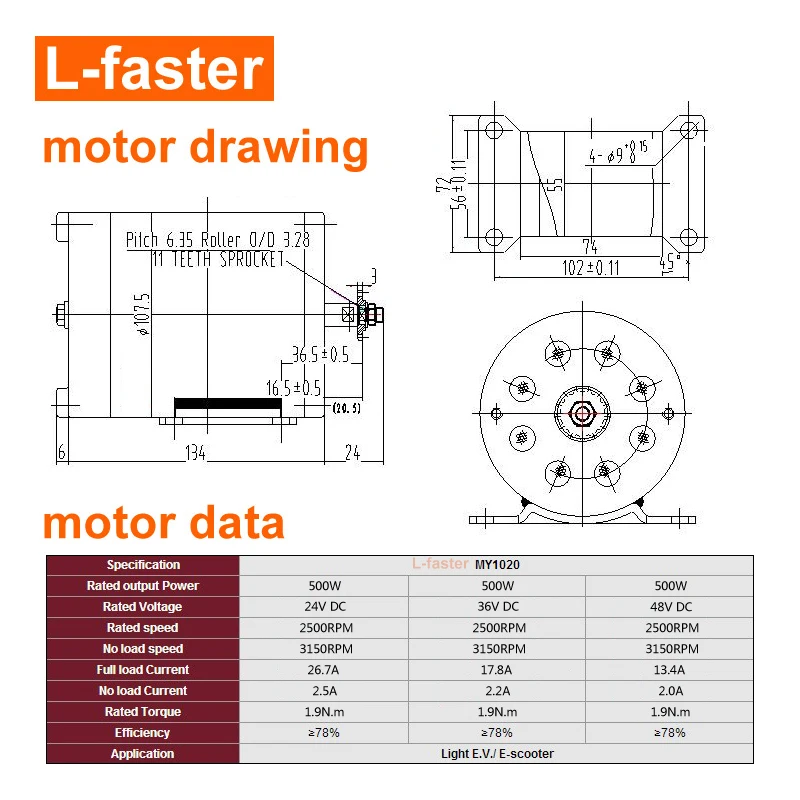 24V36V48V 500W Electric Motor Brushed DC Scooter MY1020 Conversion Kit E-bike | Спорт и развлечения