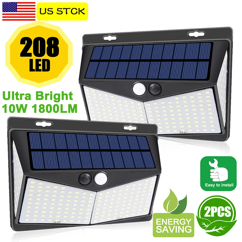 Уличный солнечный светильник 208LED с датчиком движения настенный