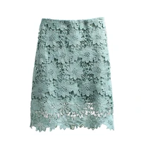 korean fashion sweet crochet hollow out embroidery lace skirt summer pink high waist skirt bodycon short mini skirts women