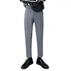 Брюки мужские костюмные однотонные, прямые строгие штаны со средней посадкой, с карманами, брюки-слаксы, одежда для работы в Корейском стиле, 4XL