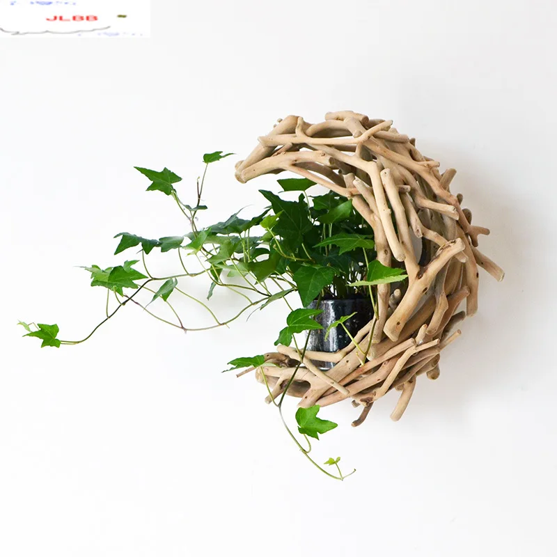 

Wooden Vase Wall Decoration Pendant Living Room Balcony Wall Hanging Flower Pot Home Hotel Restaurant Wall Hanging Flower Pot